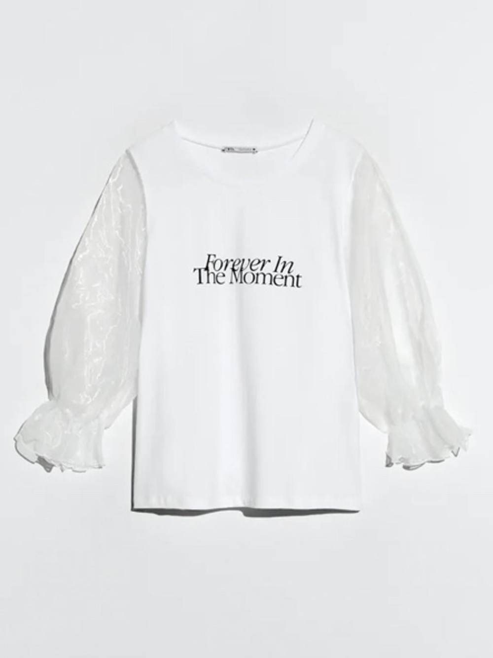 Zara White Graphic Slogan Tee